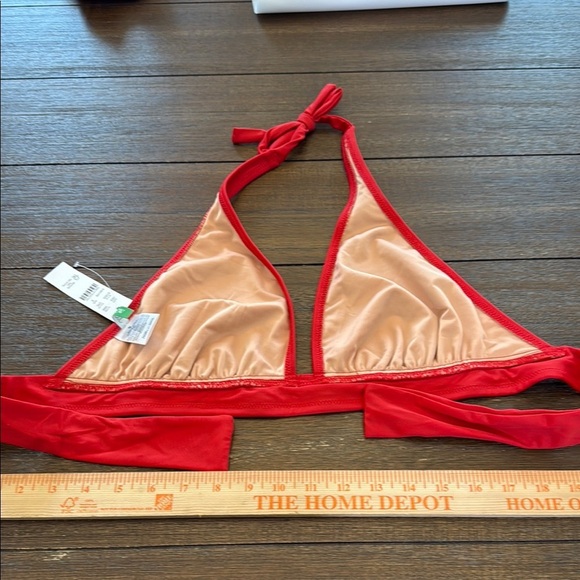 J Crew Halter Tie Back Bikini Top Size Small Red Swim V Neck Size Small - Picture 9 of 10